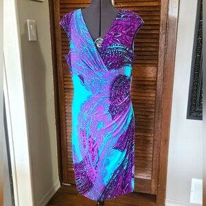 Lauren Ralph Lauren Purple and Blue Midi Dress